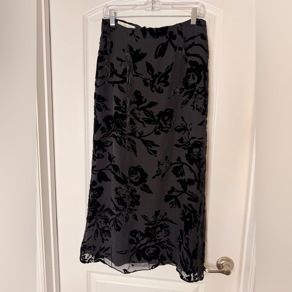 Vintage Dana Buchman Black New Old Stock Floral Burnout Skirt Sheer NWT Size 12 - Picture 3 of 12